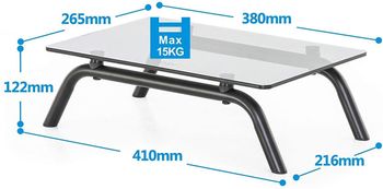 FITUEYES Glass Monitor Stand Desktop Screen Riser for Computer TV DT103802GT