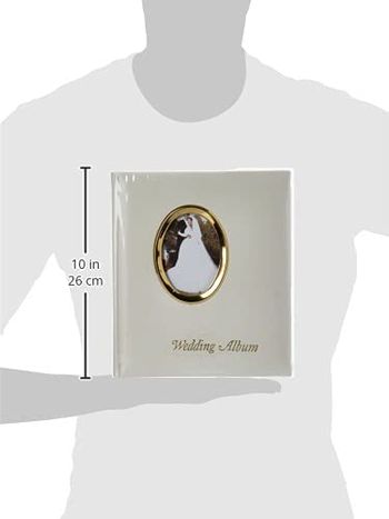 Pioneer Photo Albums 200 Pocket Ivory Moire Cover Album with Gold Tone Oval Frame and Wedding Album Text for 4 x 6-Inch Prints