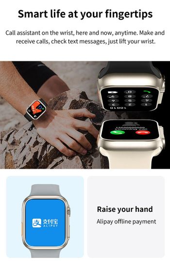 Z59 Ultra Smart Watch Series 8 Wireless Charger Calls Health / Sport Tracker Bluetooth Smartwatch White