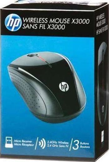 HP X3000 2.4GHZ, 1200 dpi Optical Wireless Mouse -Black