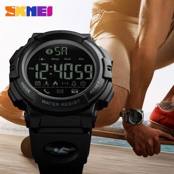 SKMEI 1303 Smart Watch Bluetooth Digital Sport Unisex Watch with Pedometer for iOS Android - Black