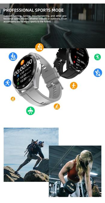 HW3 Pro Smart Watch Voice Assistant Blood Sugar Pressure Oxygen NFC IP67 Waterproof Bluetooth Call Wireless Charger for Android / IOS - Grey