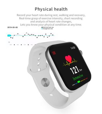 SmartWatch AK37 2022 New Series 7 Bluetooth Call Heart Rate Blood Monitor Waterproof Custom Dial Smartwatch - White / Silver