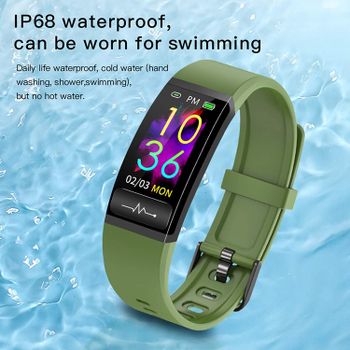 Smart Band, G Tab W611 Intelligent Bracelet Body Temperature Health Monitoring Electrocardiogram Analysis IP67 Waterproof Sport Tracker, Easy To Use Black / Green