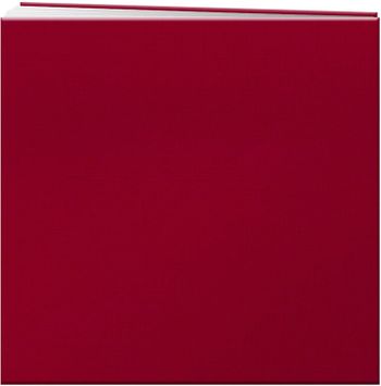 Pioneer 12-Inch by 12-Inch Book Cloth Cover Postbound Album with Window, Red