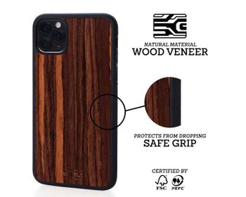 IPHONE CASE - WOOD WITH PLASTIC BASE - EBONY - FOR XR MODEL