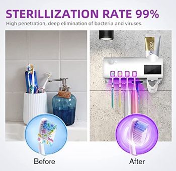 toothbrush sterilizer, bathroom toothbrush sterilizer, wall-mounted automatic toothpaste dispenser USB rechargeable