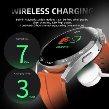 HW3 Pro Smart Watch Voice Assistant Blood Sugar Pressure Oxygen NFC IP67 Waterproof Bluetooth Call Wireless Charger for Android / IOS - Grey