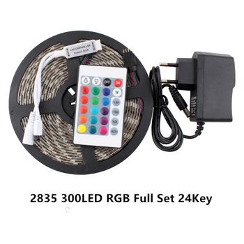 5M RGB LED Strip Tape With Remote Controller AC Power Supply 12V 2A 2835 LED Lights No Waterproof 4 Pin Connect TV Backlights