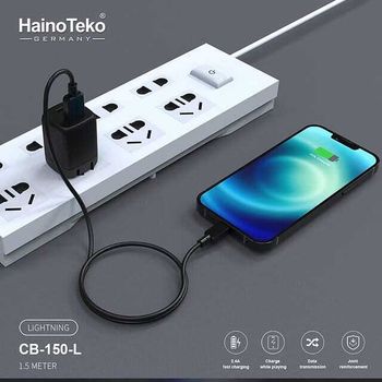 Haino Teko Germany USB A to Apple USB Lightning Cable 2.4A Fast Charging - Data Transmission 1.5 Meter - Black