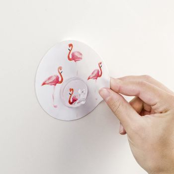 Wenko Static-Loc Wall Hook Uno Flamingo, Multi-Colour, One Size