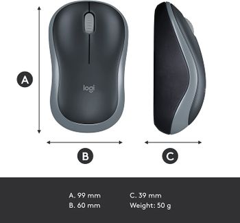 Logitech Wireless Mouse M185 - Swift Gray