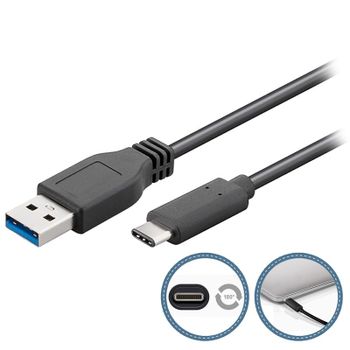 Haino Teko Germany USB A to TYPE -C Data Cable / USB Lightning Cable 2.4A Fast Charging - Data Transmission 3 Meter - Black