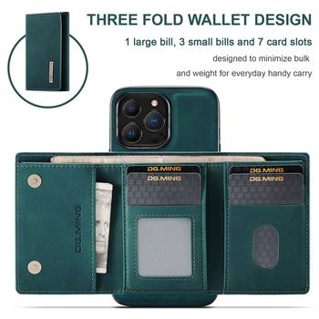 Wallet Case Compatible with iPhone 13 Pro Max, DG.MING Premium Leather Phone Case Back Cover Magnetic Detachable with Trifold Wallet Card Holder Pocket for iPhone 13 Pro Max (Green)