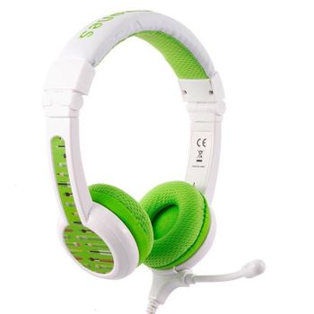 BuddyPhones - School Plus Kids Headphones - High Performance Beam Mic, Detachable BuddyCable for Sharing, Foldable & Cushioned Headband (Green)