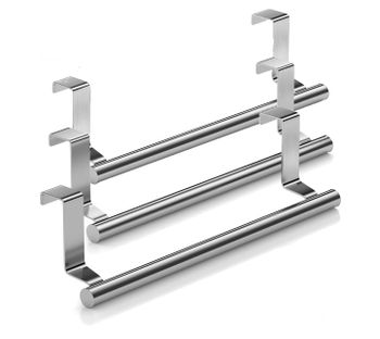 Cyber Stainless Steel Over Door Towel Rack Bar Holders for Universal Fit on Cabinet Cupboard Doors Pack of 3