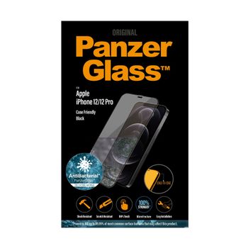 PanzerGlass iPhone 12 / 12 Pro Screen Protector - Edge-to-Edge Tempered Glass w/ Anti-Microbial Surface Protection, Case Friendly & Easy Install - Clear w/ Black Frame