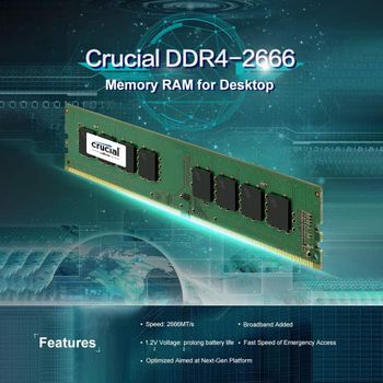 Crucial DDR4 2666 Memory RAM 8G 2666 MT/s 288-Pin 1.2V for Desktop CT8G4DFS8266