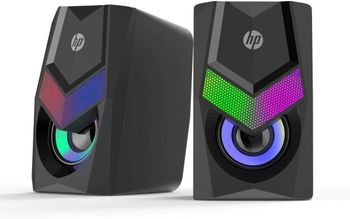 HP DHE-6000 WIRED SPEAKER RGB BACKLIGHT AUDIO PLAYER MULTIMEDIA STEREO MINI 360 SURROUND SOUND SUBWOOFER (BLACK)