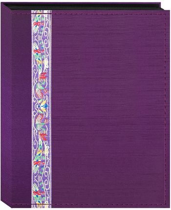 Fabric Ribbon Cover Photo Album 100 Pockets Hold 4x6 Photos, Purple