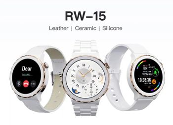 Haino Teko RW-15 Smartwatch Ceramic, 3 straps (Ceramic,Leather and Silicon), Heart Rate Sensor, Wireless charger, Battery Backup 1-2 Days Normal Usage, Bluetooth, Screen Size 46 mm