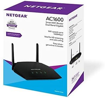 Netgear R6260-100UKS AC1600 (802.11ac) Dual Band Gigabit Smart WiFi Router (External Antennas Enhance WiFi Speeds up to 300Mbps + 1300Mbps), Black