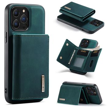 Wallet Case Compatible with iPhone 13 Pro Max, DG.MING Premium Leather Phone Case Back Cover Magnetic Detachable with Trifold Wallet Card Holder Pocket for iPhone 13 Pro Max (Green)