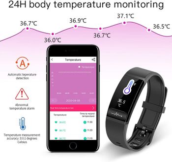 Smart Band, G Tab W611 Intelligent Bracelet Body Temperature Health Monitoring Electrocardiogram Analysis IP67 Waterproof Sport Tracker, Easy To Use Black / Green