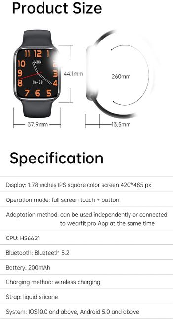 HW22 Plus Max Smartwatch 2022  1.8 Inch Screen  HW Series 7 Bluetooth Calls, Music, Sports Activity for Android & IOS - Rose Gold / Pink