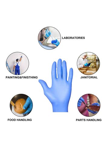 Powder Free Nitrile Disposable Blue Gloves 100 Pcs