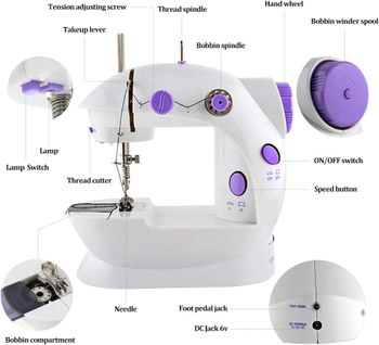 Mini Beginner Sewing Machine For Kids Portable Multifunction Household Sewing Machines Mini Electric Manual Compact Handheld 2-Speed ​