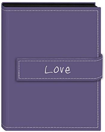 Pioneer EXP-46/LL Photo Albums 36-Pocket 4 by 6-Inch Embroidered "Love" Strap Sewn Leatherette Cover Photo Album, Mini, Lavender