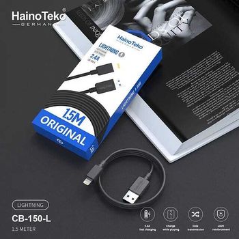 Haino Teko Germany USB A to Apple USB Lightning Cable 2.4A Fast Charging - Data Transmission 1.5 Meter - Black