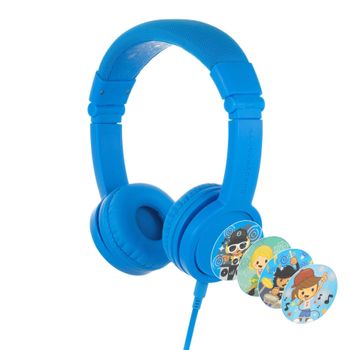 ONANOFF BuddyPhones Explore Plus Foldable With Mic | Cafe Volume In-line Mic w/ Control Button |Detachable Audio Cable| Adjustable Foldable for Tablet, Nintendo Wii, e-Learning - Cool Blue