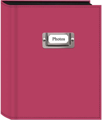 Pioneer Photo 208-Pocket Bright Pink Sewn Leatherette Photo Album with Silvertone Metal I.D. Plate for 4 by 6-Inch Prints