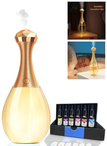 Perfume Bottle Design Ultrasonic Mini Humidifier USB Mute Home Car Aroma Mist Diffuser with LED Night Light