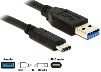 Haino Teko Germany USB A to TYPE -C Data Cable / USB Lightning Cable 2.4A Fast Charging - Data Transmission 3 Meter - Black