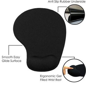 Ergonomic Mouse Pad with Gel Wrist Rest Support Comfortable Wrist Rest Mouse Pad with Non-Slip PU Base for Computer Laptop Home Office Travel