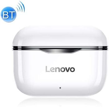 Lenovo LP1 TWS Bluetooth Earphone Sports Wireless Headset Stereo Earbuds HiFi Music With Mic LP1 For Android IOS Smartphone Charging Case - white Colour