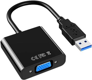 محول USB إلى VGA 1080P USB 3.0 إلى VGA بطاقة جرافيك محول كابل خارجي متعدد العرض ومحول فيديو PC لجهاز ويندوز7/8/10 كمبيوتر محمول PC جهاز العرض HDTV كروم بوك