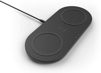 Belkin Dual Wireless Charger (Dual Wireless Charging Pad 15W) Fast Charge 2 Devices at Once, Including iPhone, AirPods, Galaxy, Pixel, more - Black