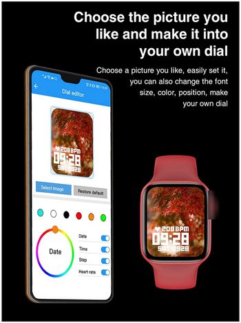 CQH New Smartwatch 2021 HW22 Smart Watch 1.75inch Custom Dial Bluetooth Call 44mm Heart Rate Blood Pressure Fitness for (Color : Red)