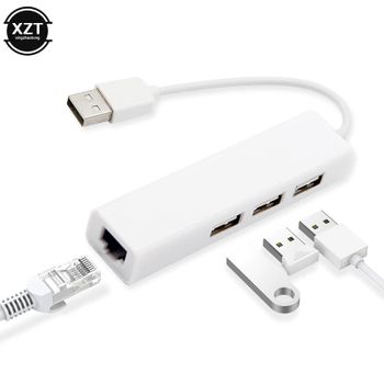 USB 2.0 To Type C 3-Port USB Hub With RJ45 Ethernet Port Adapter - White