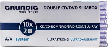 Grundig 42166468 Double Cd And Dvd Slimbox For, Pack Of 10