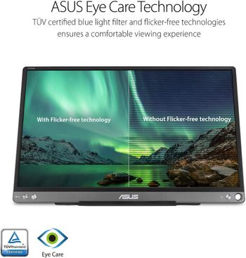 ASUS ZenScreen MB16ACE 15.6 Inch  Portable USB Type-C Monitor Full HD (1920 x 1080) IPS Eye Care with Lite Smart Case External screen for laptop