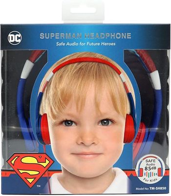 SUPERMAN Kids Wired Headphone with Mic Save Audio 85dB Blue