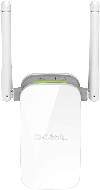 D-Link Wireless N300 Universal Range Extender, Wall Plug Design, 2 External antennas with 1 RJ-45 port, 1KV Surge / 6KV ESD Protection, UK Plug - White