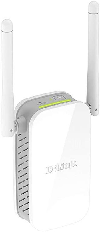 D-Link Wireless N300 Universal Range Extender, Wall Plug Design, 2 External antennas with 1 RJ-45 port, 1KV Surge / 6KV ESD Protection, UK Plug - White