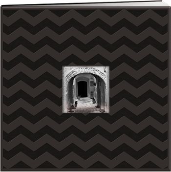 Pioneer MB-10CVR/BLK Embossed Post Bound Scrapbook Album 12"X12"-Black Chevron