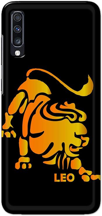 Khaalis matte finish designer shell case cover for Samsung Galaxy A70 -Abstract Zodiac LEO Black Yellow/Black